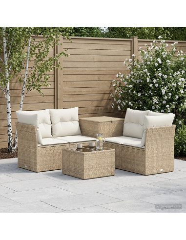 Set di divani 6 pz Beige e Bianco Crema