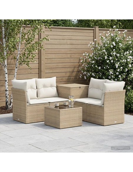 Set di divani 6 pz Beige e Bianco Crema