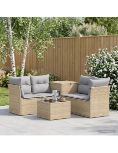 Set di divani 6 pz Beige e Grigio Chiaro
