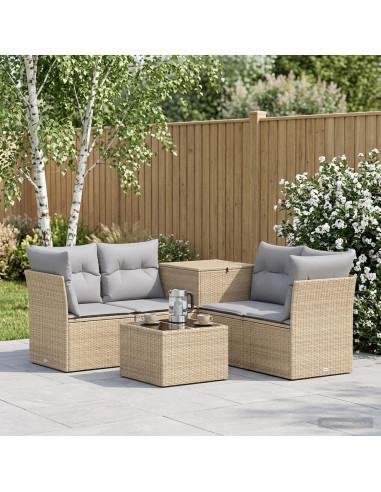 Set di divani 6 pz Beige e Grigio Chiaro