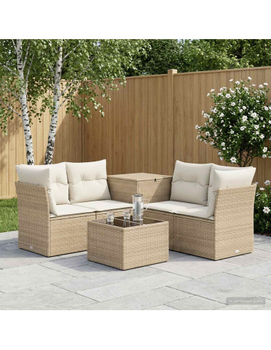 Set di divani 6 pz Beige e Bianco Crema