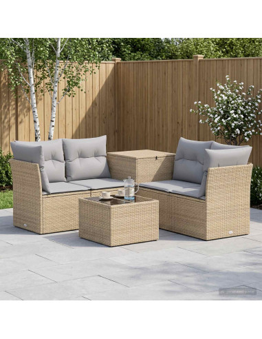 Set di divani 6 pz Beige e Grigio Chiaro