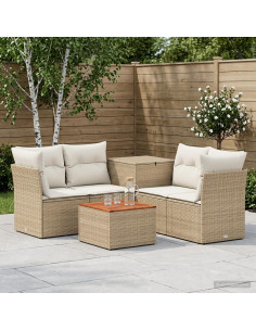 Set di divani 6 pz Beige e Bianco Crema