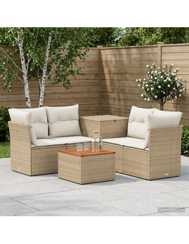 Set di divani 6 pz Beige e Bianco Crema