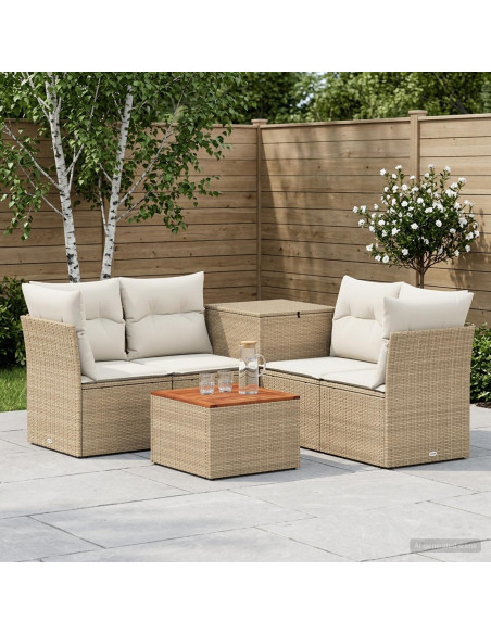 Set di divani 6 pz Beige e Bianco Crema