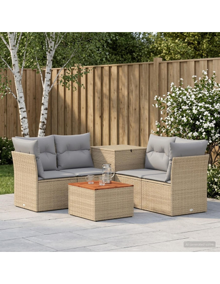 Set di divani 6 pz Beige e Grigio Chiaro