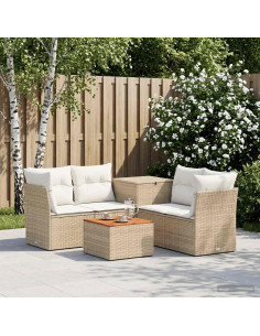 Set di divani 6 pz Beige e Bianco Crema