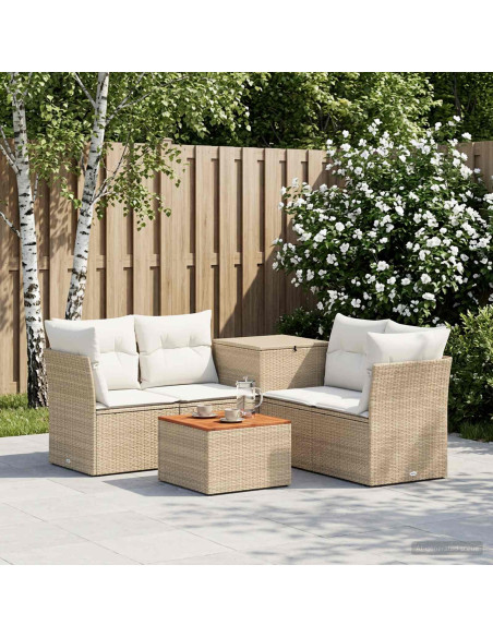 Set di divani 6 pz Beige e Bianco Crema