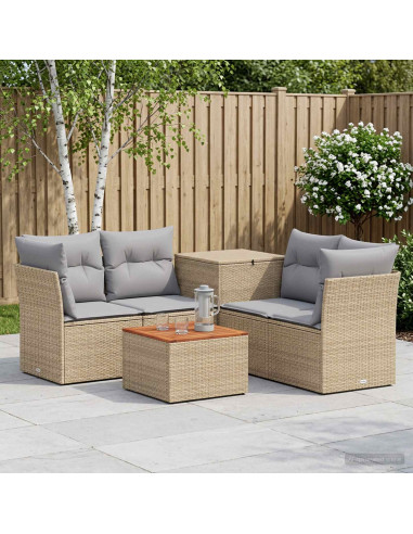 Set di divani 6 pz Beige e Grigio Chiaro