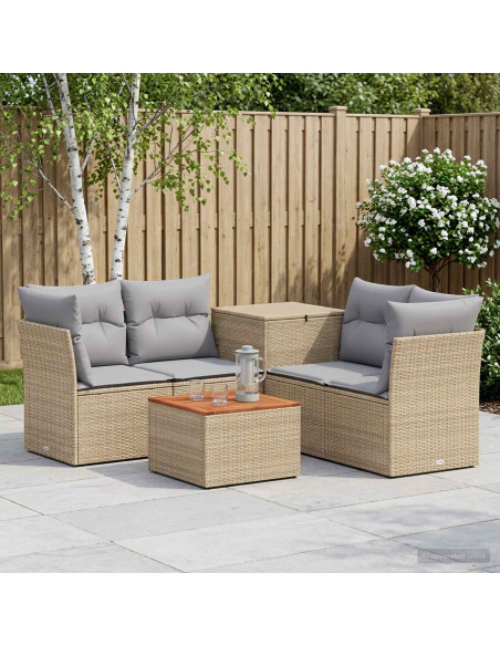 Set di divani 6 pz Beige e Grigio Chiaro