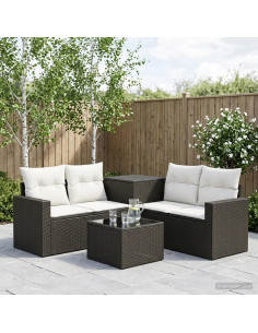 Set di divani 6 pz Nero e Bianco Crema