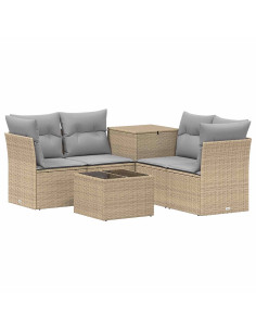 Set di divani 6 pz Beige e Grigio Chiaro 2