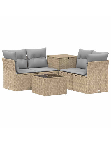 Set di divani 6 pz Beige e Grigio Chiaro