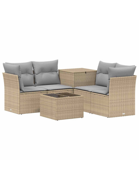 Set di divani 6 pz Beige e Grigio Chiaro