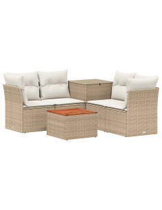 Set di divani 6 pz Beige e Bianco Crema 2
