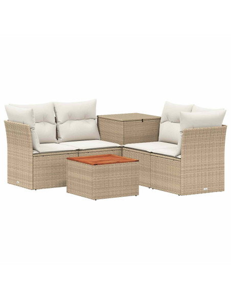Set di divani 6 pz Beige e Bianco Crema