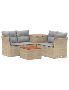 Set di divani 6 pz Beige e Grigio Chiaro 2