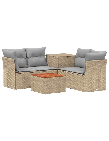 Set di divani 6 pz Beige e Grigio Chiaro