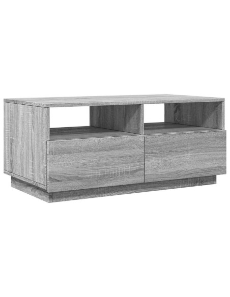Tavolino da Soggiorno con Luci LED Grigio Sonoma 90x49x40 cm