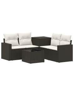 Set di divani 6 pz Nero e Bianco Crema 2