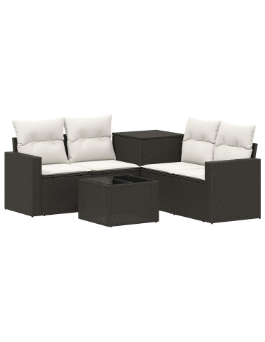 Set di divani 6 pz Nero e Bianco Crema