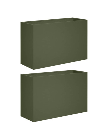 Vaso da giardino 2 pz Verde Oliva 80 x 30 x 50 cm