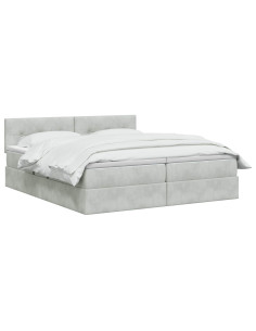 Letto con contenitore LED e materasso Grigio Chiaro 2
