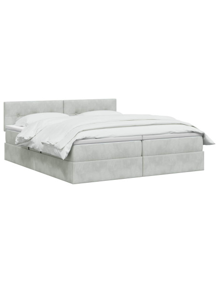 Letto con contenitore LED e materasso Grigio Chiaro