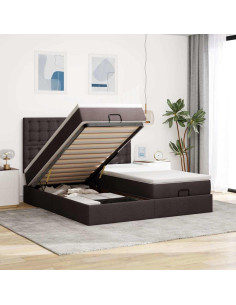 Struttura Letto Pouf con Materassi 200x200 cm in Tessuto