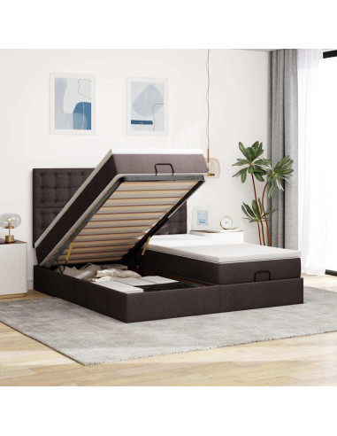 Struttura Letto Pouf con Materassi 200x200 cm in Tessuto