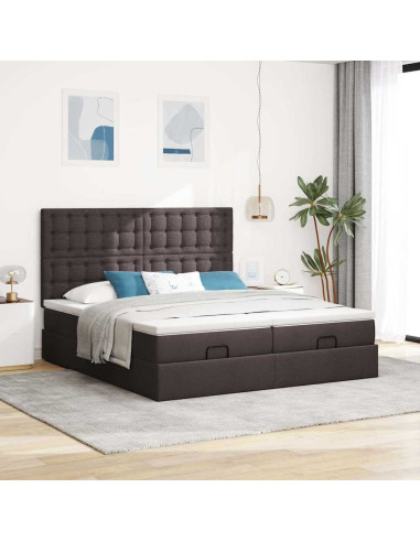 Struttura Letto Pouf con Materassi 200x200 cm in Tessuto