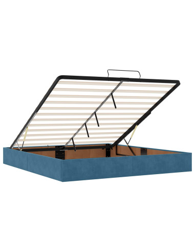 Letto ottomano con materasso Blu Scuro 180 x 200 cm Velluto