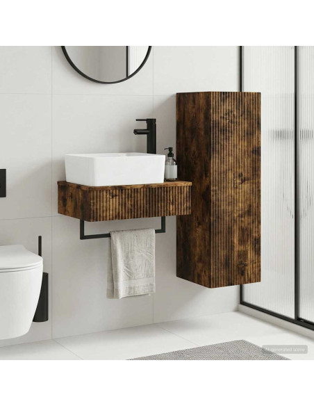 Set di mobili per il bagno 2 pz Rovere Fumo 33 x 34,5 x 100 cm