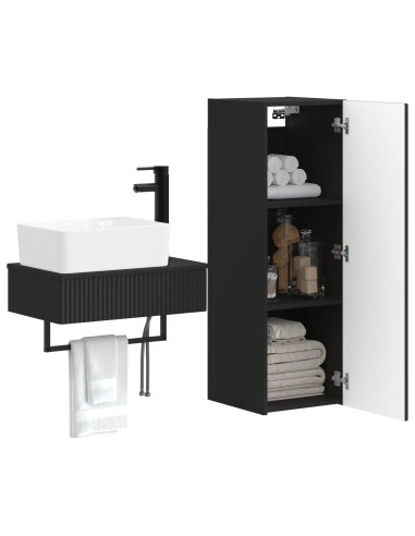 Set di mobili per il bagno 2 pz Nero 33 x 34,5 x 100 cm