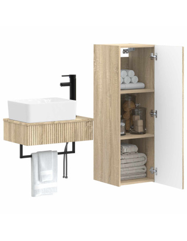 Set di mobili per il bagno 2 pz Rovere Sonoma