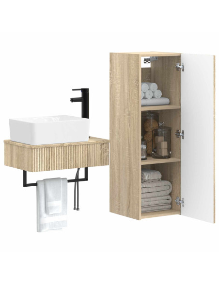 Set di mobili per il bagno 2 pz Rovere Sonoma