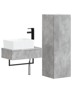 Set di mobili per il bagno 2 pz Grigio Cemento 2