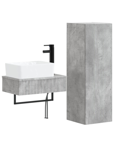 Set di mobili per il bagno 2 pz Grigio Cemento