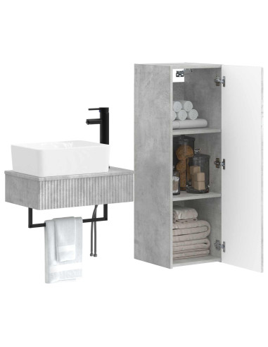 Set di mobili per il bagno 2 pz Grigio Cemento