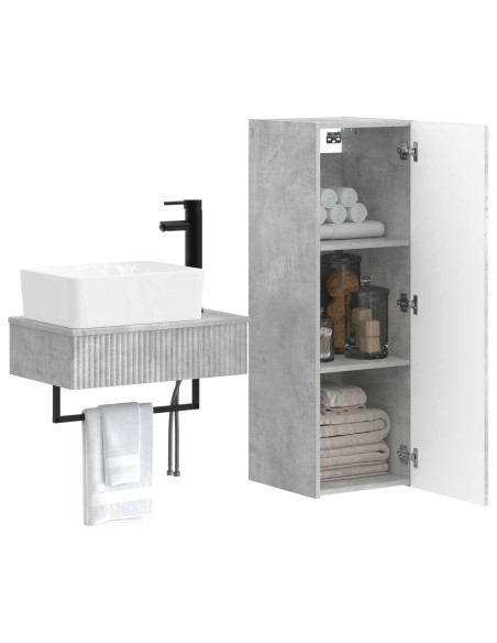 Set di mobili per il bagno 2 pz Grigio Cemento