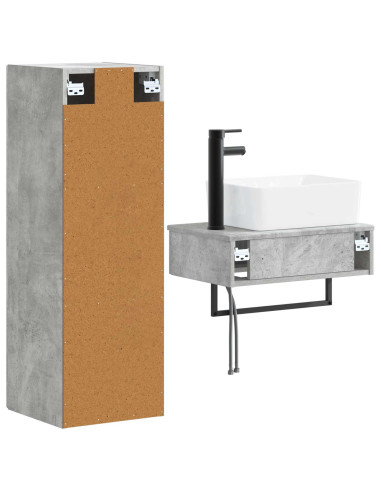 Set di mobili per il bagno 2 pz Grigio Cemento