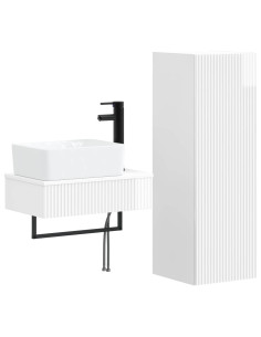 Set di mobili per il bagno 2 pz Bianco Lucido 2