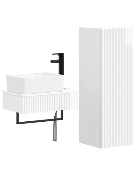 Set di mobili per il bagno 2 pz Bianco Lucido