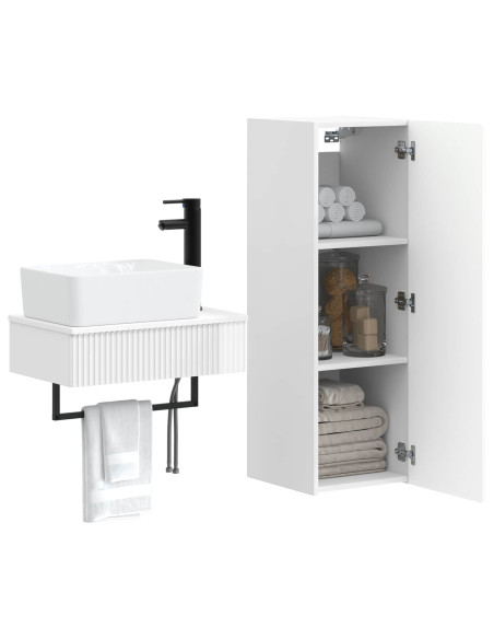 Set di mobili per il bagno 2 pz Bianco Lucido