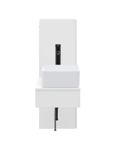 Set di mobili per il bagno 2 pz Bianco Lucido