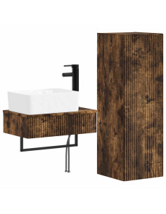 Set di mobili per il bagno 2 pz Rovere Fumo 33 x 34,5 x 100 cm 2