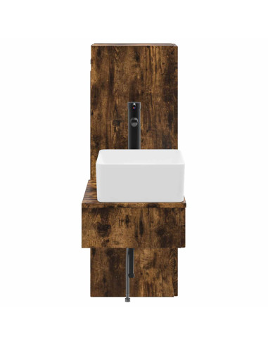 Set di mobili per il bagno 2 pz Rovere Fumo 33 x 34,5 x 100 cm
