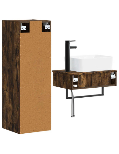 Set di mobili per il bagno 2 pz Rovere Fumo 33 x 34,5 x 100 cm