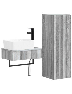 Set di mobili per il bagno 2 pz Sonoma grigio 2