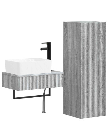 Set di mobili per il bagno 2 pz Sonoma grigio